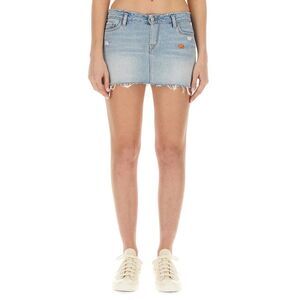 ERL Distressed Denim Mini Skirt Women BLUE Skirts